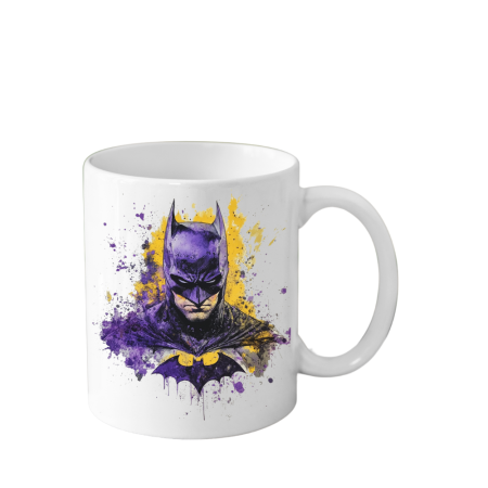 Cani Personalizate - Cana din ceramica haioasa, 330 ml, alba, pentru pasionatii de desene animate, Eroi Marvel, Batman