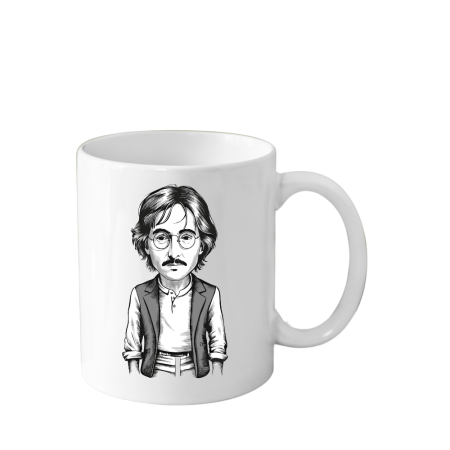 Cani Personalizate - Cana din ceramica haioasa, 330 ml, alba, pentru pasionatii de muzica, John Lennon
