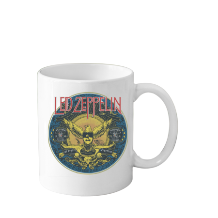 Cani Personalizate - Cana din ceramica haioasa, 330 ml, alba, pentru pasionatii de muzica, Led Zeppelin