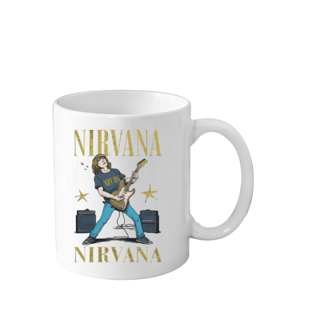 Cani Personalizate - Cana din ceramica haioasa, 330 ml, alba, pentru pasionatii de muzica, NIRVANA