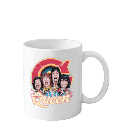Cani Personalizate - Cana din ceramica haioasa, 330 ml, alba, pentru pasionatii de muzica, Queen