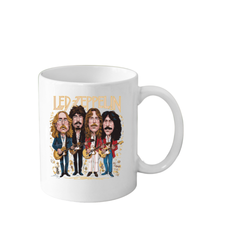 Cani Personalizate - Cana din ceramica haioasa, 330 ml, alba, pentru pasionatii de muzica, tema Led Zeppelin