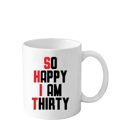 Cani Personalizate - Cana din ceramica haioasa Aniversare 30 ani, alba, 330 ml, model 3