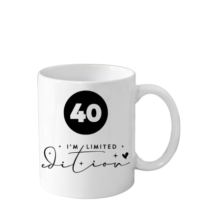 Cani Personalizate - Cana din ceramica haioasa Aniversare 40 ani, alba, 330 ml, Limited Edition