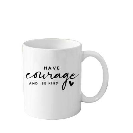 Cani Personalizate - Cana din ceramica haioasa, cu mesaj inspirational/motivational, alba, 330 ml, model Fii Curajoasa