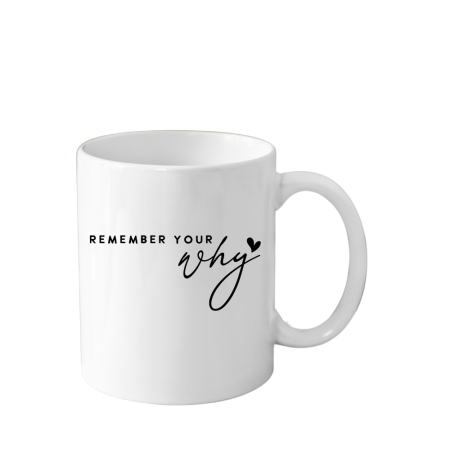 Cani Personalizate - Cana din ceramica haioasa, cu mesaj inspirational/motivational, alba, 330 ml, model Remember your WHY
