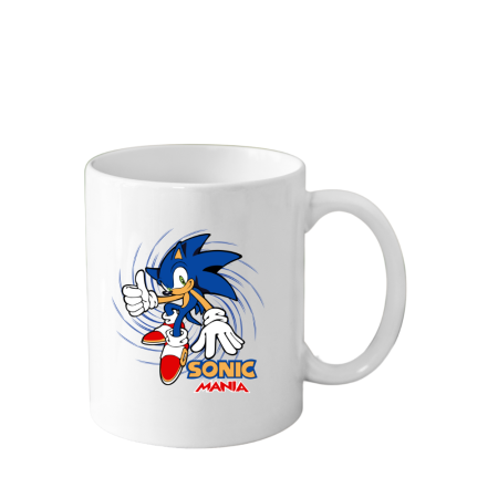 Cani Personalizate - Cana din ceramica haioasa desene animate vechi, 330 ml, alba, tematica Sonic