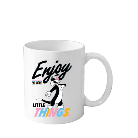 Cani Personalizate - Cana din ceramica haioasa desene animate vechi, 330 ml, alba, tematica Sylvester, Enjoy the Little Things
