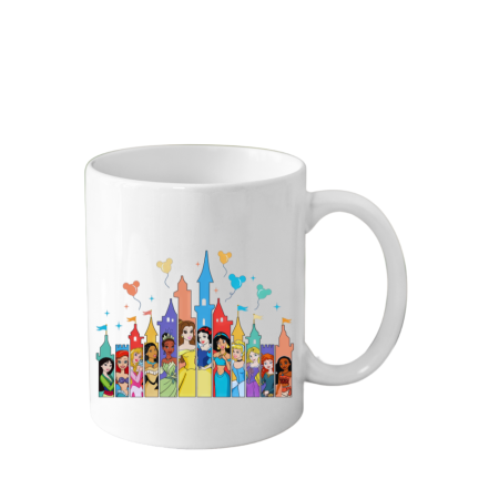 Cani Personalizate - Cana din ceramica haioasa Disney Princess, model cu personaje Disney, 330 ml