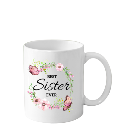 Cani Personalizate - Cana din ceramica haioasa pentru sora (Cea mai buna Sora), 330 ml, alba