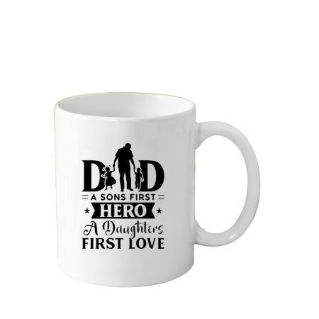 Cani Personalizate - Cana din ceramica haioasa, pentru tata cu 2 copii, Super Dad, Hero, 330 ml, alba