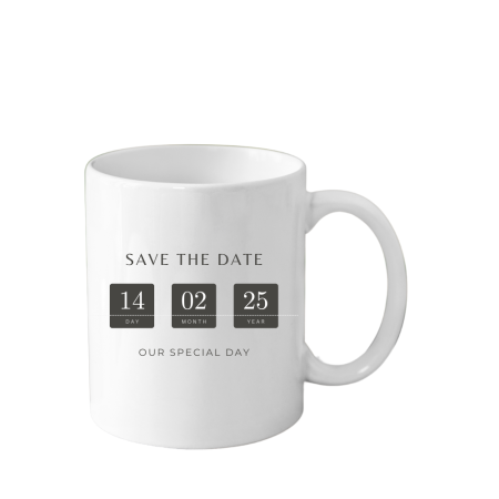 Cani Personalizate - Cana personalizata, mire si mireasa, Save The date, alba, 330 ml