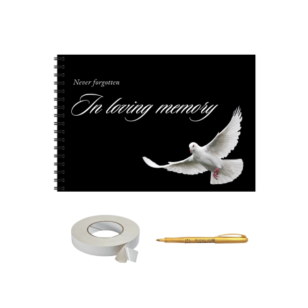 Guestbook/Album Foto - Carte funerara de oaspeti pentru inmormantare, 25 de file, A4 landscape, memorii pentru cei dragi, accesoriu nunta