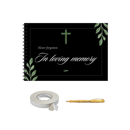 Guestbook/Album Foto - Carte funerara de oaspeti pentru inmormantare, 25 de file, A4 landscape, memorii pentru cei plecati, accesoriu nunta