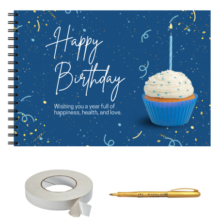 Guestbook/Album Foto - Guestbook/ Set album foto pentru zi de nastere fete/baieti, Happy Birthday, 25 file, A4 lanscape