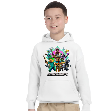 Tricouri Copii - Hanorac baieti Minecraft, alb, 7-8 ani