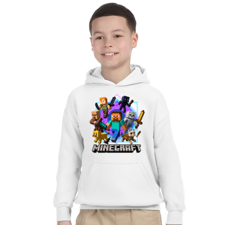 Tricouri Copii - Hanorac baieti Minecraft, alb, 7-8 ani