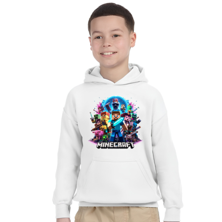 Tricouri Copii - Hanorac baieti Minecraft, alb, 7-8 ani