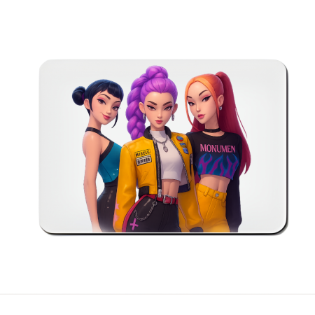 MousePad Personalizat - MousePAD K POP Demon Hunters Gaming/personal, rotund, pentru pasionatii de desene animate