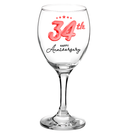 Pahare Vin Personalizate - Pahar pentru vin personalizat, aniversare 34 ani, cadou inedit