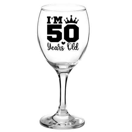Pahare Vin Personalizate - Pahar pentru vin personalizat aniversare 50 ani cadou inedit