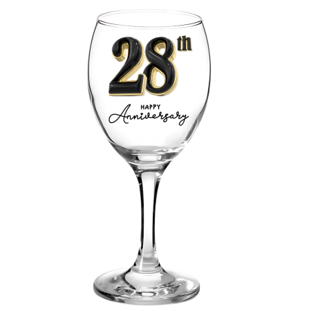 Pahare Vin Personalizate - Pahar pentru vin personalizat, aniversare de 28 ani, cadou inedit