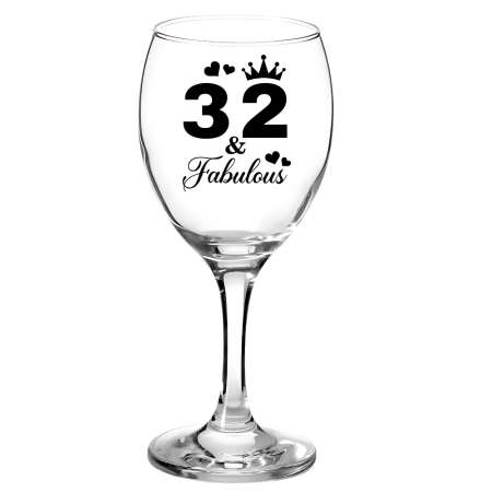 Pahare Vin Personalizate - Pahar pentru vin personalizat, aniversare de 32 ani