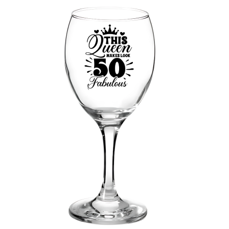 Pahare Vin Personalizate - Pahar pentru vin personalizat, pentru aniversare 50 ani cadou inedit