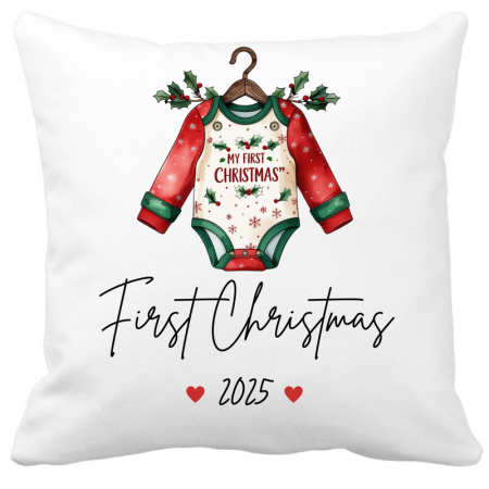 Perne decorative - Perna decorativa festiva Primul Craciun bebe 2025 40x40 cm