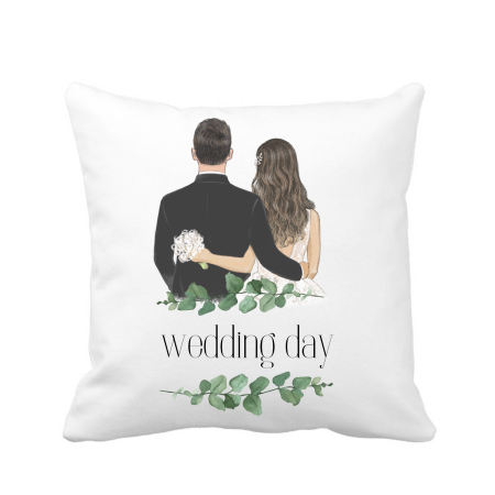 Perne decorative - Perna decorativa personalizata, 40x40 cm, alba, pentru nunta, design romantic
