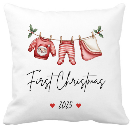 Perne decorative - Perna decorativa Primul Craciun bebe 2025 40x40 cm