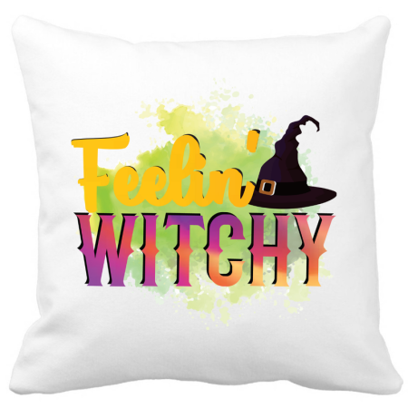 Perne decorative - Perna Halloween 40x40 cm cu vrajitoare si lilieci