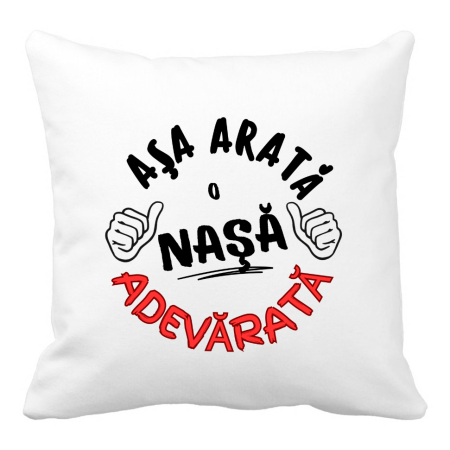 Perne decorative - Perna personalizata decorativa, 40x40 cm, alba, Asa arata o nasa adevarata, mesaj amuzant
