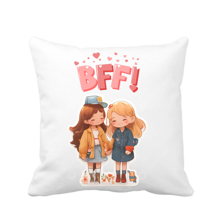 Accesorii Nunta - Perna personalizata decorativa, 40x40 cm, alba, Cele mai bune prietene BFF