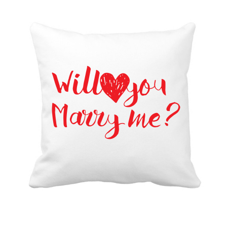 Perne decorative - Perna personalizata decorativa, 40x40 cm, alba, Cerere in Casatorie (Marry Me)