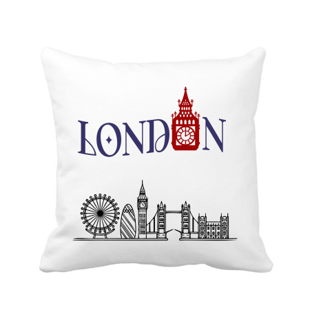 Accesorii Nunta - Perna personalizata decorativa, 40x40 cm, alba, cu Londra, UK