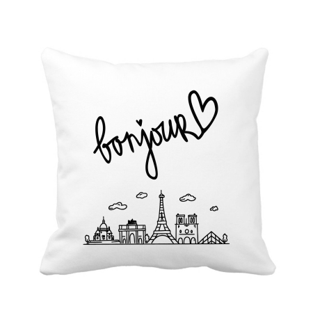 Perne decorative - Perna personalizata decorativa, 40x40 cm, alba, cu Paris, Franta