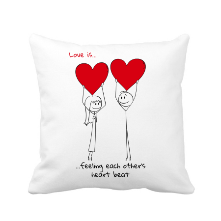 Accesorii Nunta - Perna personalizata decorativa, 40x40 cm, alba, pentru indragostiti, iubire