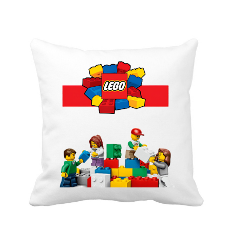 Perne decorative - Perna personalizata decorativa copii, 40x40 cm, alba, cu LEGO