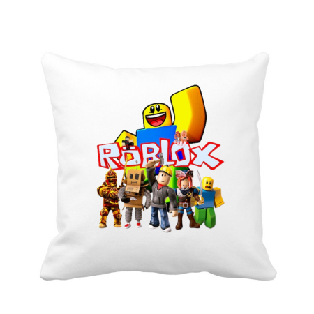 Perne decorative - Perna personalizata decorativa copii, 40x40 cm, alba, cu Roblox