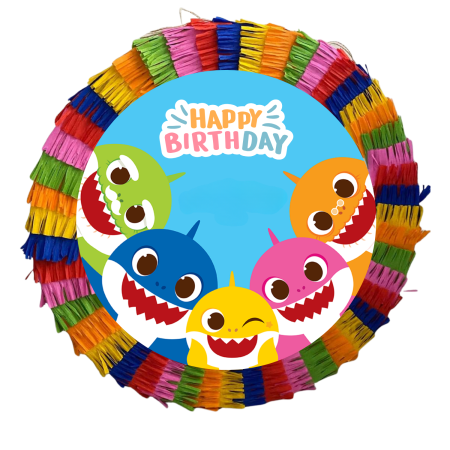 Pinata Aniversare Copii - Pinata pentru petreceri, 35 cm, multicolora, model Baby Shark