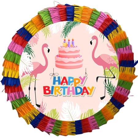 Pinata Aniversare Copii - Pinata pentru petreceri, 35 cm, multicolora, model Flamingo