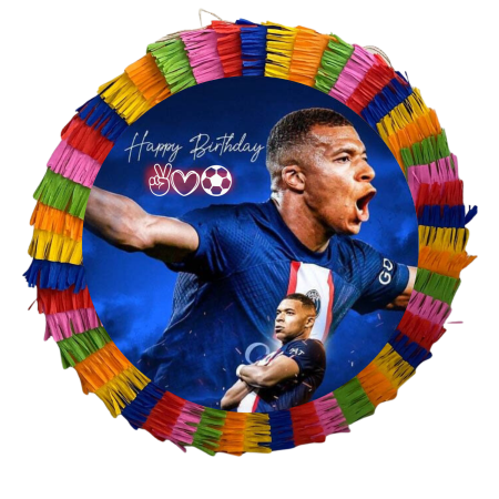 Pinata Aniversare Copii - Pinata pentru petreceri, 35 cm, multicolora, model Fotbal Mbappe