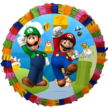 Pinata Aniversare Copii - Pinata pentru petreceri, 35 cm, multicolora, model Mario, umplutura inclusa