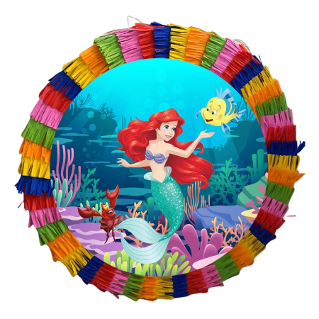 Pinata Aniversare Copii - Pinata pentru petreceri, 35 cm, multicolora, model Mica Sirena, umplutura inclusa