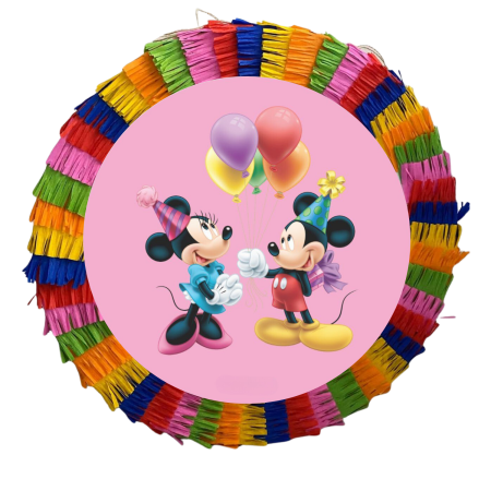 Pinata Aniversare Copii - Pinata pentru petreceri, 35 cm, multicolora, model Mickey si Minnie Mouse