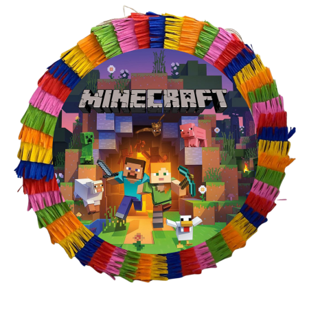 Pinata Aniversare Copii - Pinata pentru petreceri, 35 cm, multicolora, model Minecraft