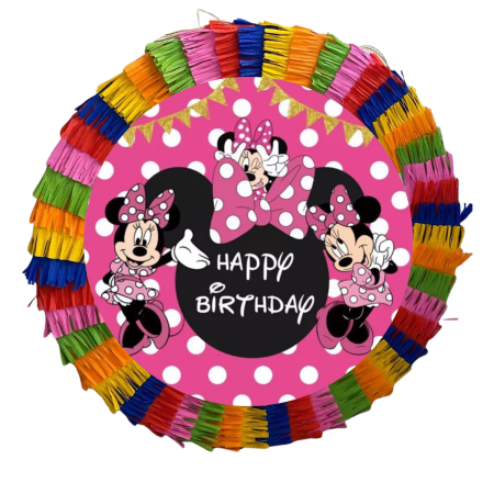 Pinata Aniversare Copii - Pinata pentru petreceri, 35 cm, multicolora, model Minnie Mouse Roz