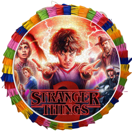 Pinata Aniversare Copii - Pinata pentru petreceri, 35 cm, multicolora, model Stranger Things, cu umplutura de jucarii pentru 15 copii