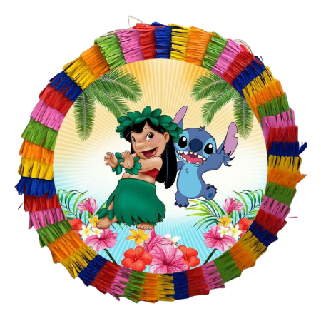 Pinata Aniversare Copii - Piniata pentru petreceri, 35 cm, multicolora, model Lilo Si Stitch, umplutura inclusa